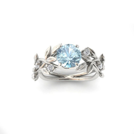 Fashionable Floral Jewelry - Gold-Plated Engagement Ring