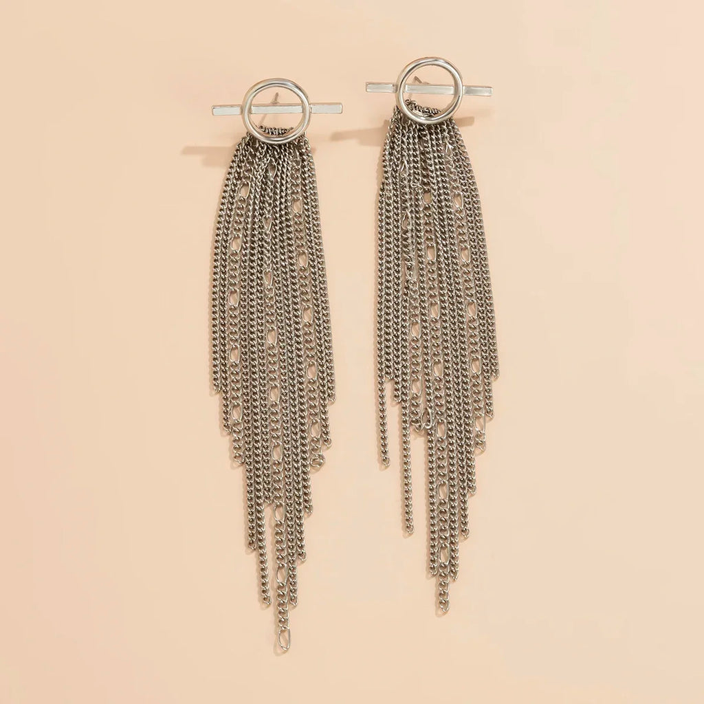 Long Chain Drop Earrings for Women - Elegant silver Jewelry