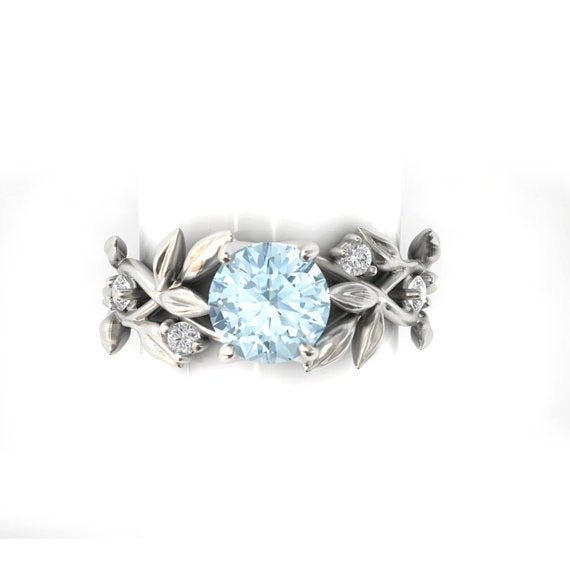 Fashionable Floral Jewelry - Gold-Plated Engagement Ring