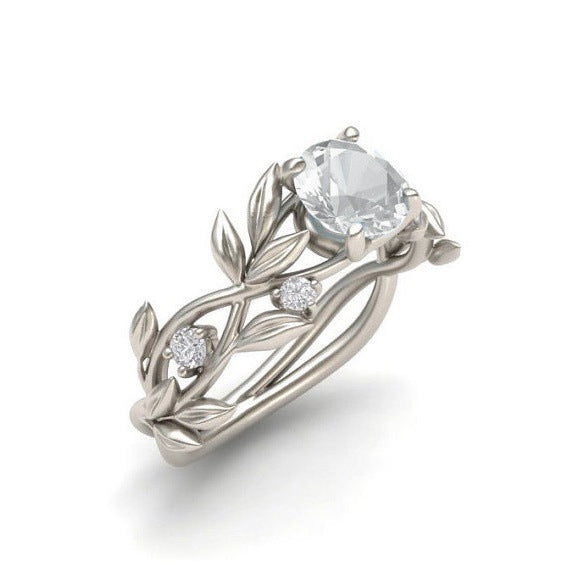 Fashionable Floral Jewelry - Gold-Plated Engagement Ring