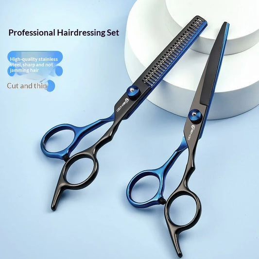 Professional barber scissors kit in stainless steel