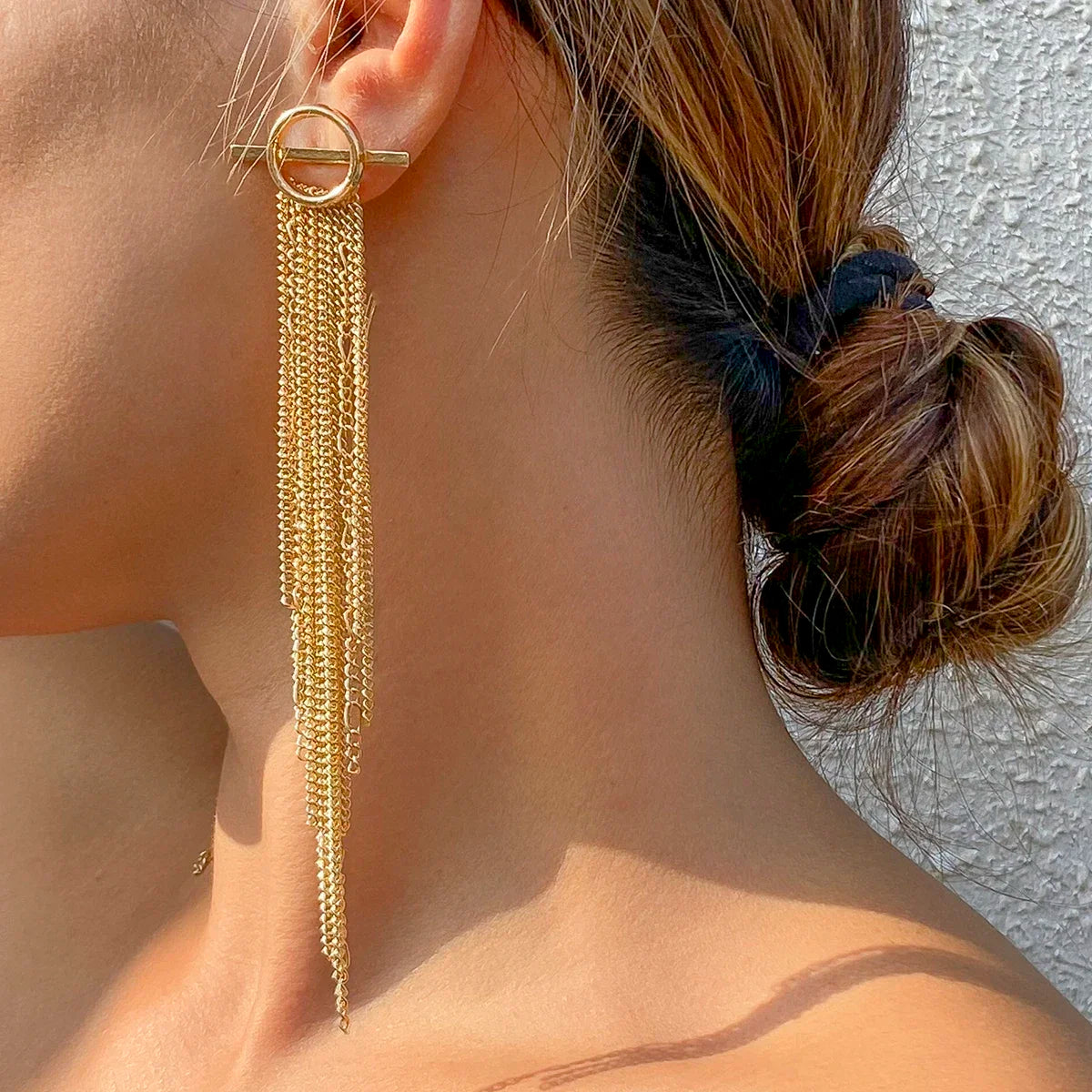 Long Drop Chain Earrings for Women - Elegant Gold Jewelry
