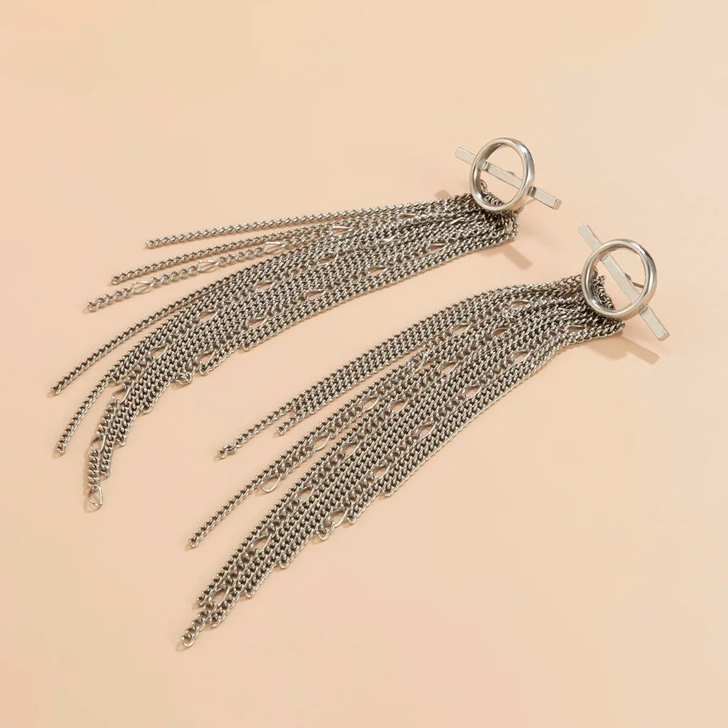Long Chain Drop Earrings for Women - Elegant silver Jewelry