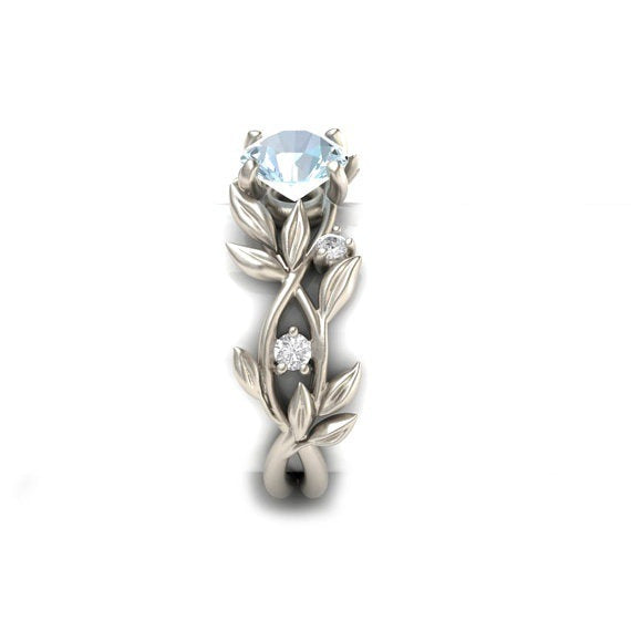 Fashionable Floral Jewelry - Gold-Plated Engagement Ring
