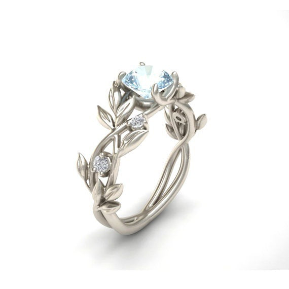 Fashionable Floral Jewelry - Gold-Plated Engagement Ring
